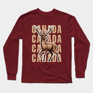 Canada Day Deer Vintage Long Sleeve T-Shirt